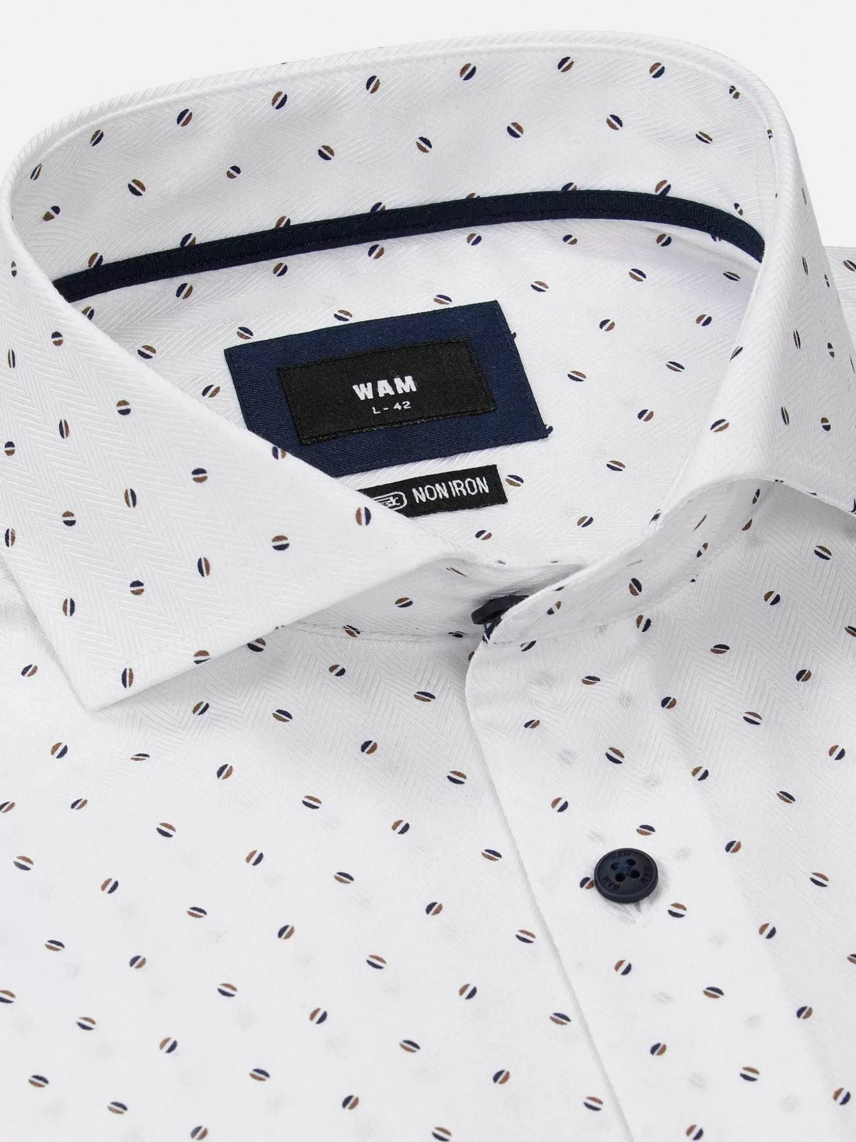 Verdantia Coffee Bean Pattern White Overhemd Lange Mouw