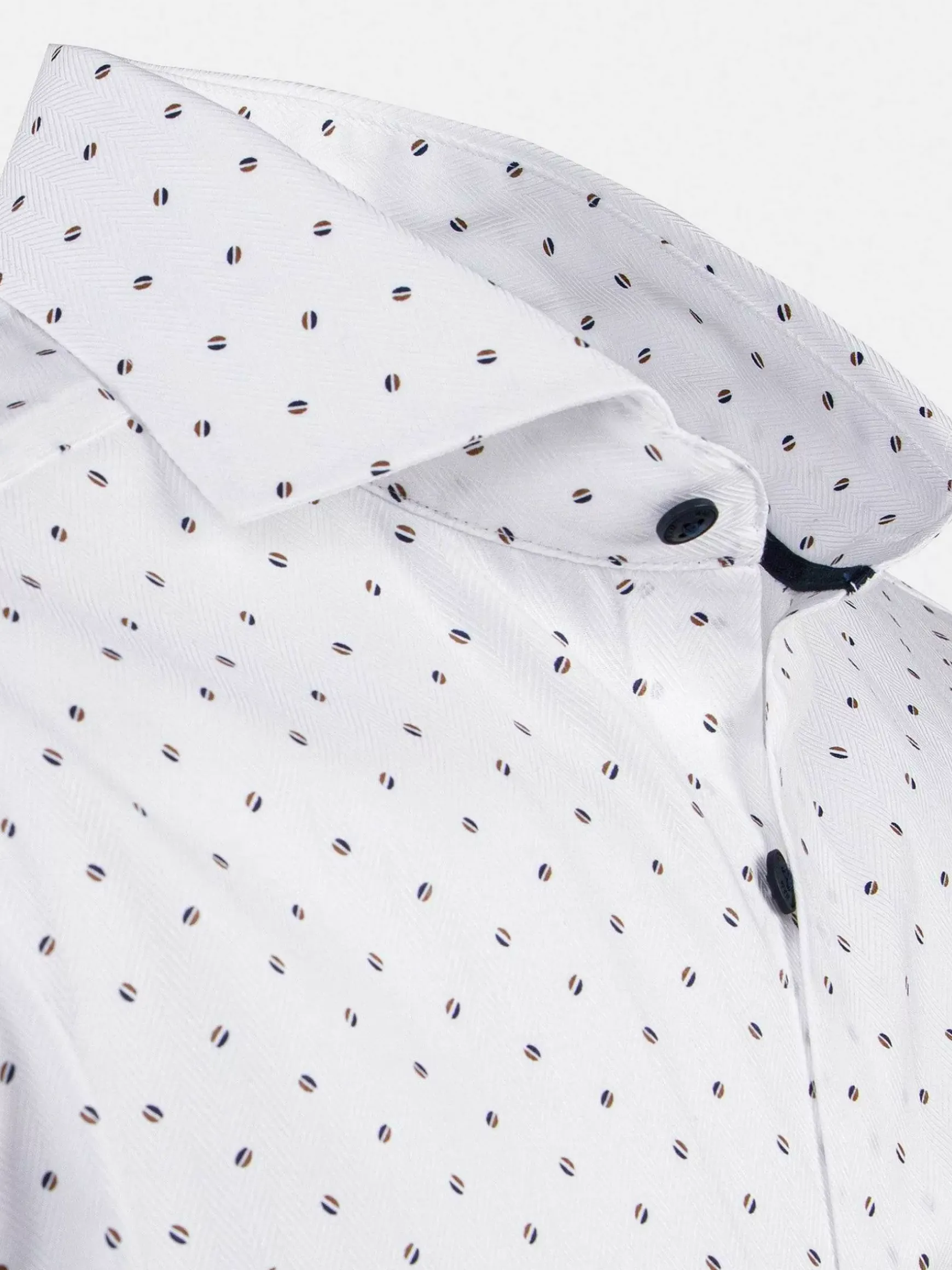 Verdantia Coffee Bean Pattern White Overhemd Lange Mouw