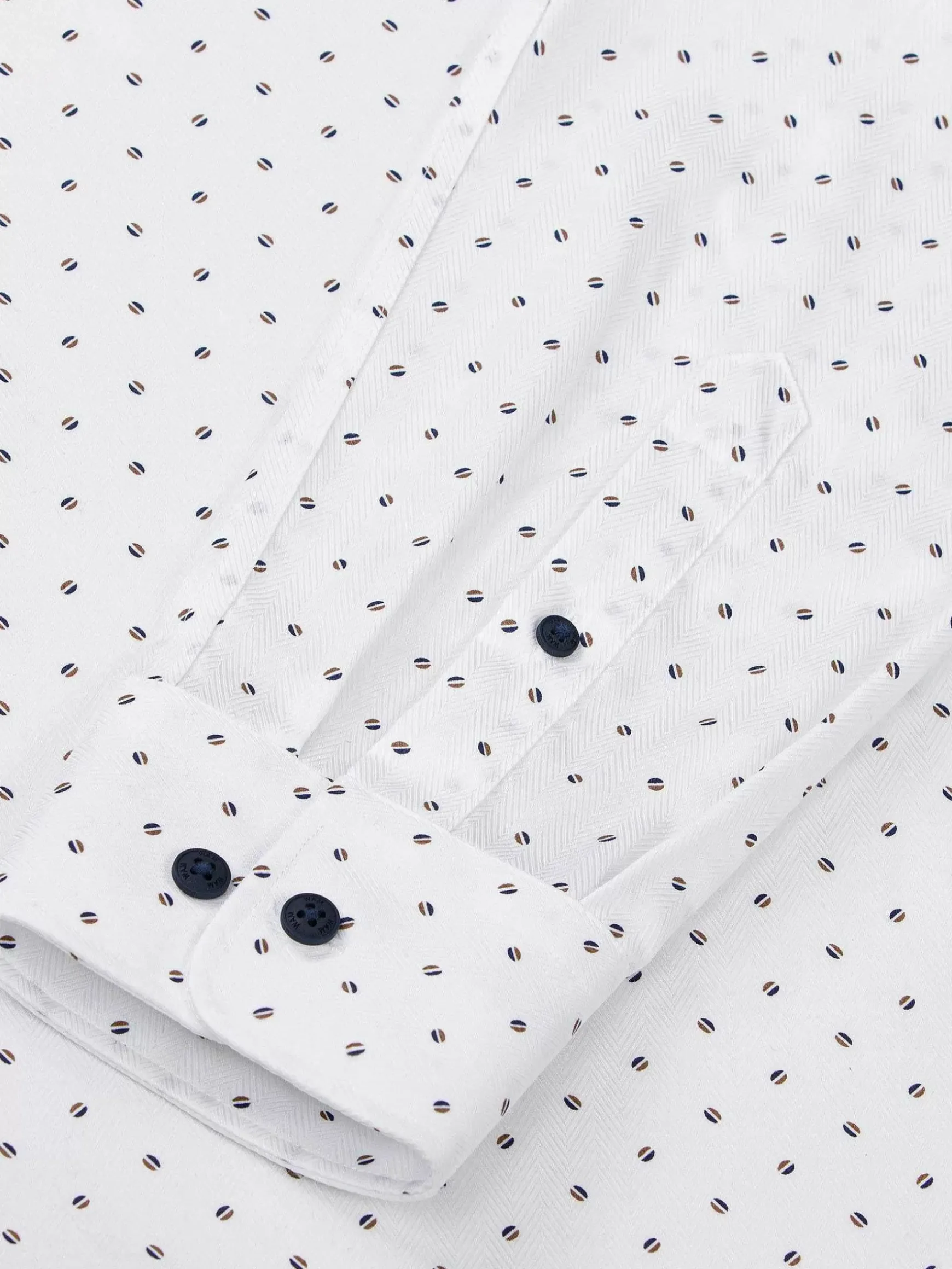 Verdantia Coffee Bean Pattern White Overhemd Lange Mouw