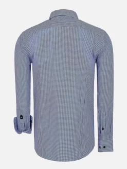 Vermilion Checkered Royal Blue Overhemd Lange Mouw